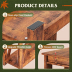 WLIVE Farmhouse End Table, Narrow Side Table with Charging Station, Slim End Table, Side Table for Bedroom, Living Room, Small Spaces, 2 USB and 2 Power Outlets, Rustic Brown