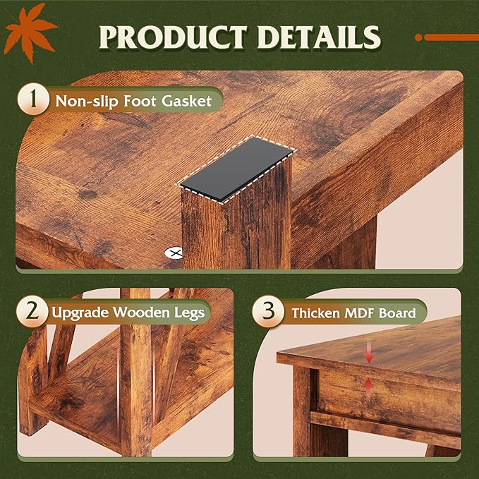 WLIVE Farmhouse End Table, Narrow Side Table with Charging Station, Slim End Table, Side Table for Bedroom, Living Room, Small Spaces, 2 USB and 2 Power Outlets, Rustic Brown