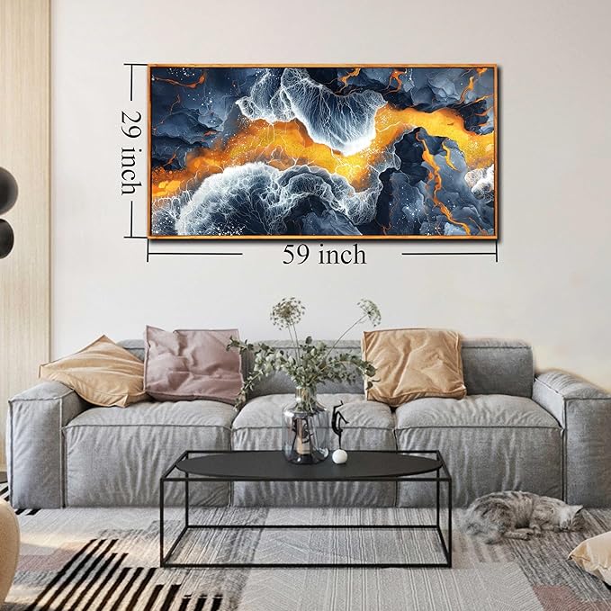 ZHAOSHOP Abstract Wall All Large Black and Gold Wall Decor for Living Room - Home Office Wall Decor With Wooden Frames Size 29" x 59"