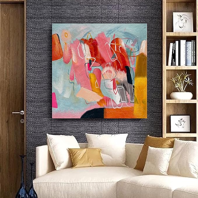 Art Hand Painted Modern Abstract Art Oil Painting Color Home Wall Art Deco 24x24 inches