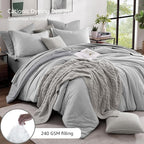 Monbix Full Size Comforter Set, Grey Bedding Comforter for Full Size Bed Set Reversible, Bedding Sets Full 7 Pieces, Cationic Dyeing Bed in a Bag with Comforter, Sheets, Pillowcases & Shams