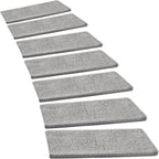 PURE ERA Bullnose Carpet Stair Treads Set Tape Free Non-Slip Indoor Stair Protectors Pet Friendly Rugs Covers Soft Skid Resistant Washable Reusable 9.5" x 30"(7 Pieces,Light Gray)