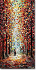 Art 24x48 Inch Hand-Painted Landscape Oil Paintings Wall Art Romantic Theme Vertical Texture Oil Paintings Living Room Bedroom Wall Decoration