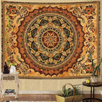 Lifeel Orange Mandala Tapestry, Boho Hippie Medallion Tapestries Home Decor for Bedroom Living Room Dorm, 60x80 inches