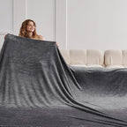 Oversized King Fleece Blanket 120x138 Inches, Seamless Soft Cozy 3D Jacquard Flannel Blanket 10'x11.5' Extra Large for Bed, Sofa, Couch, Travel & Camping, California King Throw, Dark Grey Leaf