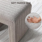Get Set Style Vanity Stool Chair,Modern Boucle Ottoman Foot Stool with Wooden Legs Sofa Bench Footstool Extra Seat for Vanity,Makeup Room,Living Room,Entryway,Office (Fully Assembled) (Taupe)