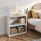 LINSY HOME 2-Tier Bookcase and Bookshelf, Small Wood Display Storage Shelves Farmhouse Bookshelf for Home Office, Living Room, Bed Room - White Oak