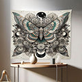 Ambesonne Mandala Tapestry, Medieval Esotery Inspired Oriental Moth with Floral Details Witchcore, Fabric Wall Hanging Decor for Bedroom Living Room Dorm, 28" X 23", Grey Yellow Green Sepia