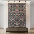 GarveeHome Indigo Blue and Pink Vintage Floral Washable 5x7 Area Rugs for Living Room Boho Retro Rug Low Pile Stain Resistance Non Slip Carpet for Bedroom Nursery Dining Room