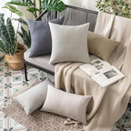 MIULEE Pack of 2 Decorative Outdoor Solid Waterproof Throw Pillow Covers Faux Linen Garden Farmhouse Cushion Cases for Patio Tent Balcony Couch Sofa 16x16 Inch Taupe Grey