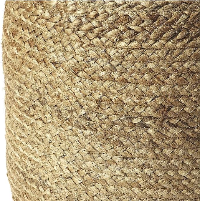 100% Natural Jute Pouf Handmade Braided Ottoman - Farmhouse Rustic Accent Furniture - Footrest Round Bean Bag - for Living Room Bedroom Kids Room (Natural, 16" x 16" x 18")