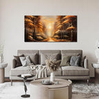 Large Wall Art for Living Room Bedroom Office Gold Forest Artwork Sunrise Landscape Nature Pictures Modern Wall Art Framed Canvas Prints 24x48 Inch