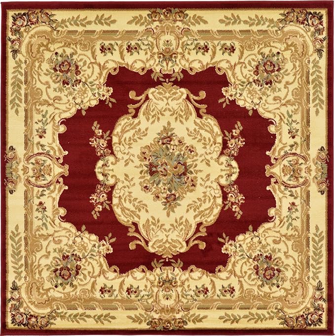 Rugs.com Chateau Collection Rug – 6 Ft Square Light Blue Medium Rug Perfect for Living Rooms, Kitchens, Entryways