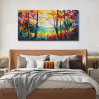 Hand Painted Art Natural Scenery Oil Painting Forest Scenery Large Canvas Wall Art Decoration 24x48 Inches