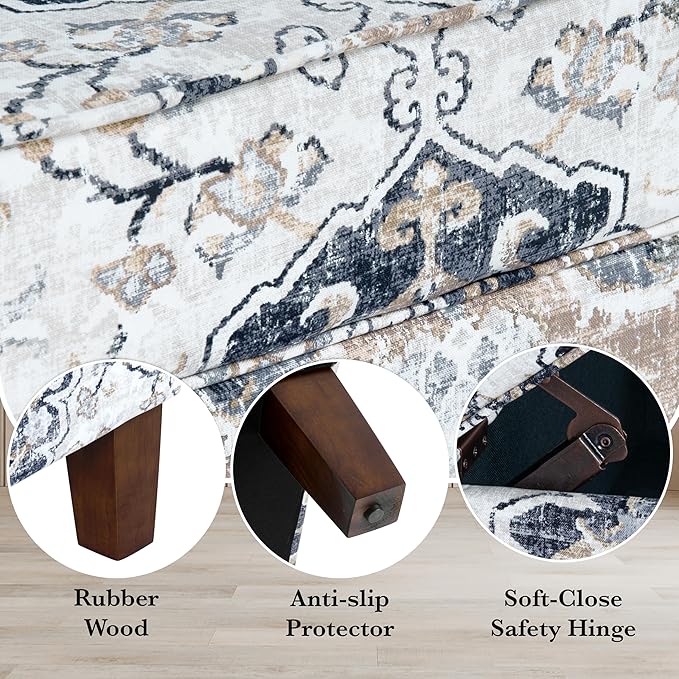 Spatial Order Home Decor | Dinah Collection Modern Storage Ottoman | Ottoman with Storage for Living Room & Bedroom(Antiqued Ebony Cream)