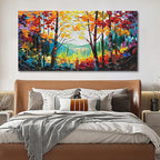 Art Hand-Painted Natural Scenery Oil Painting Forest Scenery Large Canvas Wall Art Decoration 30×60 Inches
