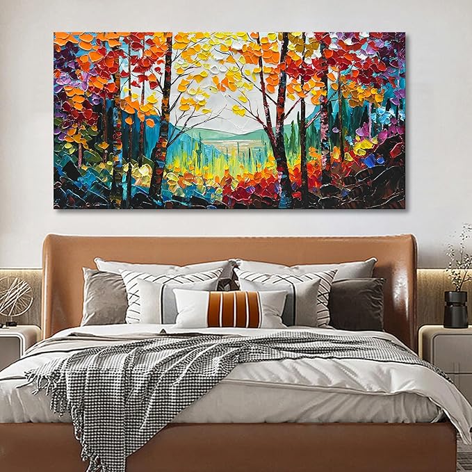 Art Hand-Painted Natural Scenery Oil Painting Forest Scenery Large Canvas Wall Art Decoration 30×60 Inches