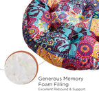 Codi Meditation Floor Pillow, Boho Pillows Seating for Adults and Kids, Large Round Cushion for Yoga Living Room Tatami Sitting, Memory Foam Added, 22x22 Inch, Multi Patchwork