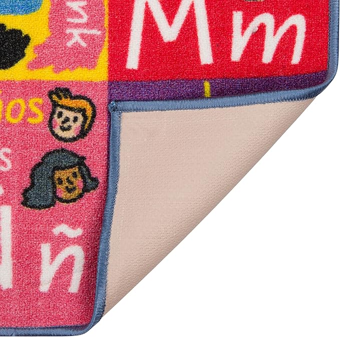 KC Cubs Bilingual Educational Kids Rug – English & Spanish ABC, Colors & Phrases – Language Learning Mat Classroom & Playroom Carpet Baby-Toddler 5x7