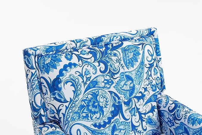 KEIKI Vintage Porcelain Accent Chair with Nailhead Trim, Upholstered Lounge Armchair - Ergonomic High Back Support, Perfect for Reading Nook
