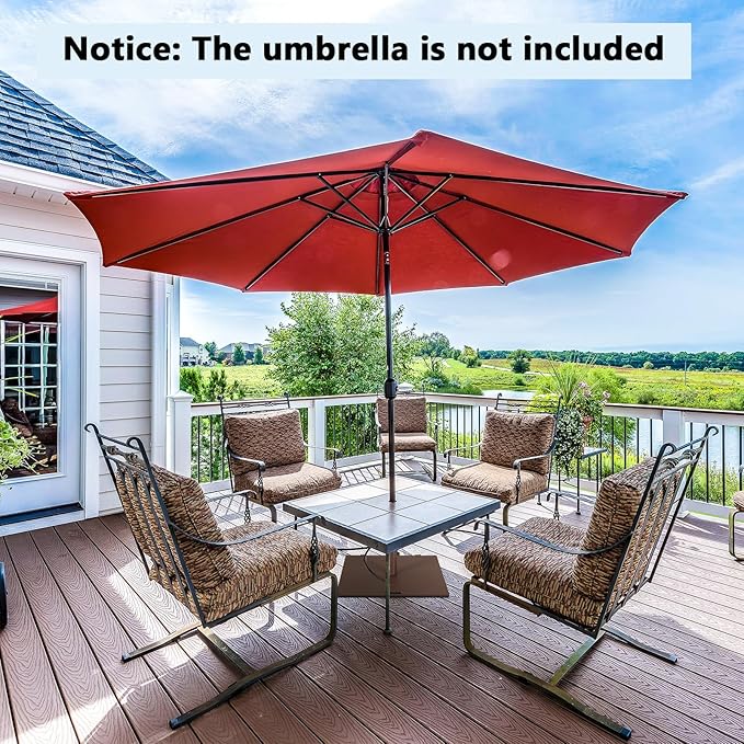 Giantex 50 lbs Umbrella Base - 24 inch Square Umbrella Stand with 2 Rollers, Heavy Duty Steel Umbrella Base Weight for 1.6''-1.9'' Poles, 2 Knobs, Patio Umbrella Base Holder for Garden Deck Poolside