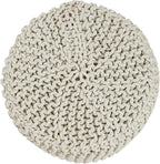 REDEARTH · Cylindrical Hand Knitted Pouf - Foot Stool Ottoman - Cord Boho Pouffe - Cotton Round Poof for Home Decor - Living Room - Nursery - Bedroom - Patio (16" x 16" x 16") - Ivory, Set of 2