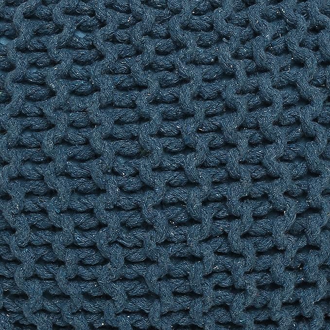 REDEARTH · Round Pouf Bean Bag Ottoman - Foot Stool Hand Knitted - Home Decor Pouffe Stuffed - Cable Boho Poof Beanbag Footrest for Living Room - Nursery - Bedroom - Patio (19.5"x19.5"x14") - Teal