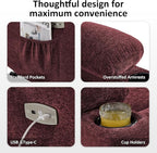 MCombo Power Lift Recliner Chair with Extended Footrest for Elderly People, Fabric 7283 (Burgundy, Large)