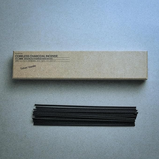 Tabac Vanille Coreless Pure Incense Sticks, Artisan-Crafted Niche Scent, Exclusive Low-Smoke Bamboo Charcoal Formula, Clean-Burning, 1-Hour Burn Time, 20 Sticks