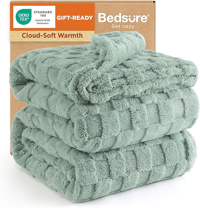 Bedsure GentleSoft King Size Blanket for Bed - Super Soft Cozy Blankets for Women Men Girls, Large Fuzzy Fleece Throw for Bedroom Decor, Sage Green,108x90 Inches
