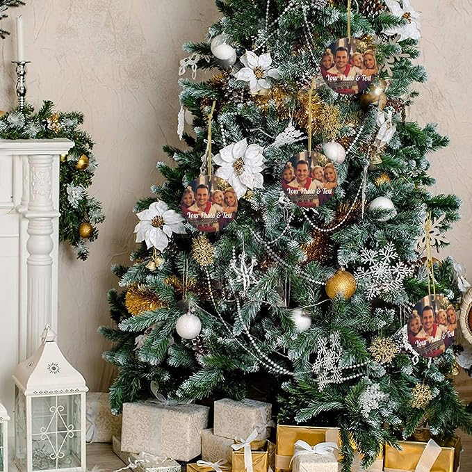 Personalized Ceramic Christmas Ornaments 2025 Custom Photo Ornaments for Christmas Tree, Customized Picture Ornaments, Wedding, Engagement, Family Keepsake, Hanging Ceramic Xmas Ornament