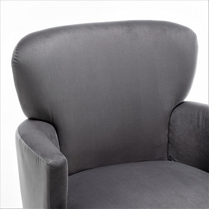 Trendy Velvet Accent Chair with Gold Metal Legs, Upholstered Armchair for Small to Mid-Size Spaces, Modern Living Room, Bedroom, Vanity Desk and Entryway, Grey