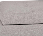 SIMPLIHOME Cosmopolitan Storage Ottoman - 34 inch Wide Upholstered Linen Look Fabric Rectangle Storage Ottoman Bench in Cloud Grey, Transitional Tufted Ottoman for Living Room with Lift-Up Lid