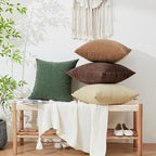 GAWAMAY Decorative Chenille Throw Pillow Covers 24x24 Inch Pack of 2, Soft Square Couch Pillow Cover for Sofa Cushion Living Room Bedroom Solid Dyed Pillowcases Coffee 60x60cm (ONLY Covers)