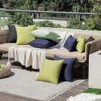 MIULEE Pack of 2 Decorative Outdoor Solid Waterproof Throw Pillow Covers Spring Faux Linen Garden Farmhouse Cushion Cases for Patio Tent Balcony Couch Sofa 18x18 Inch Moss Green