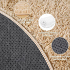 5'x5' Beige Round Rug for Bedroom, Ultra Soft Fluffy Circle Rug for Kids Girls Boys Room, Cute Shag Rugs for Living Room Playroom Tent Castle Home Decor Rug