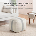 Anji Mountain 100% Handmade & Handcrafted Comfortable Home Décor Pouf Ottoman Footrest for Living Room, Bedroom, Nursery, Kidsroom, Patio Furniture - (20" x 20" x 20" - Gray Maze)