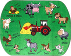 SAFECASTLE Kids Carpet – 6'6" x 8'4" Colorful Farm Sounds Educational Area Rug, Teaches Animal Names & Sounds, Interactive Play Rug for Classroom, Daycare, Playroom, Nursery & Learning Fun