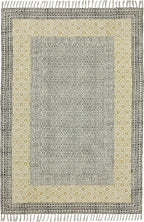 Kilim Rug 3x5 Area Rug Beige & Black Cotton Dhurrie Oriental Thick 0.19 inches Stone Easy Washable Rug Hand Wash Cotton Carpet Flatweave Rug Indoor Outdoor Rugs for Kitchen, Bedside, Enterway