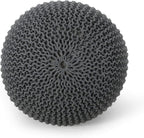 Nahunta Knitted Round Pouf - Cotton - Gray