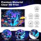 Blacklight Tapestry Girl Adventurer Tapestries Fantasy Forest Mushroom Trippy Starry Sky Cool Wall Hanging Neon Nature Plant Decor for Bedroom 79X59in