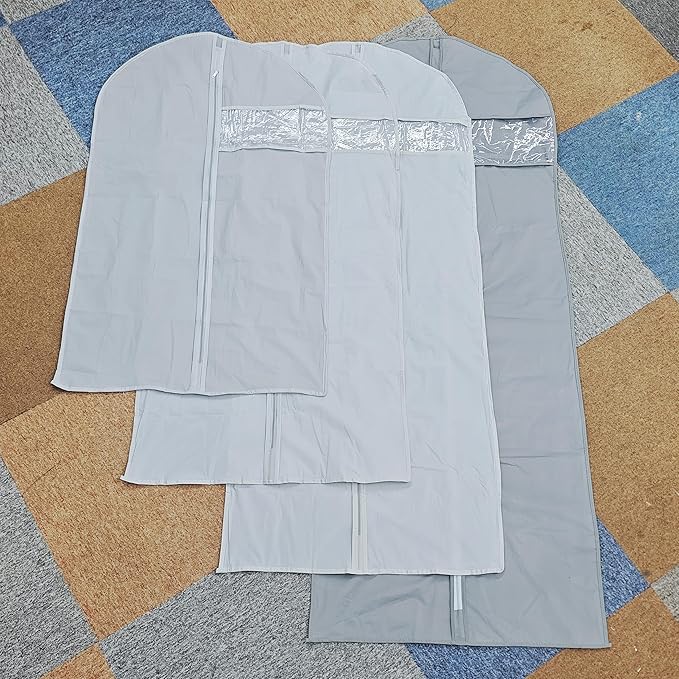 39-Inch Garment Bags Covers,Hanging Clothes Bag, Suit Cover Bags with Clear Window for Hanging Closet Clothes Storage and Travel (Gray-39Inch)