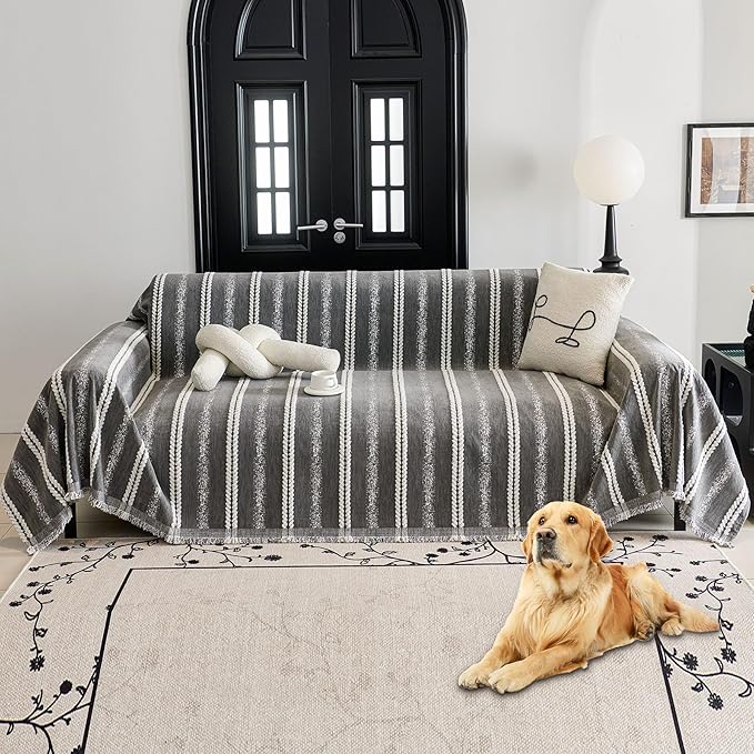 HAOMAIJIA Non Slip Couch Cover Sofa Covers for 2 Cushion Couch Washable sectional Couch Covers L Shaped for Dogs pet Furniture Protector Couch Cover Blanket for Living Room (TM-Grey, 71"x102")