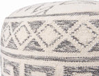 Creative Co-Op Boho Round Wool Blend Kilim Pouf with Geometric Design, Multicolor