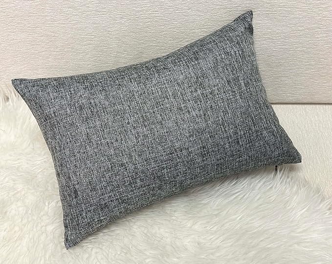 Aiking Home Woven Fine Faux Linen Throw Pillow Cover, Size 12"x18", Gray