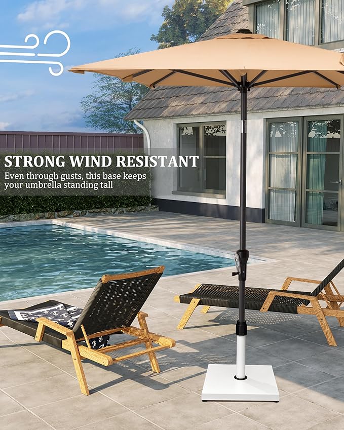 45lbs Patio Umbrella Base - Heavy Duty Outdoor Patio Market Umbrella Stand for Deck, Poolside, Balcony, Wind-Resistant Design, White
