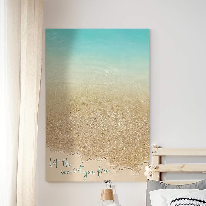 Renditions Gallery Canvas Motivational Wall Art Nature Paintings Decorations Sandy Beach Shore Romantic Scenic Wall Hanging Artwork for Bedroom Living Room Office Kitchen - 24"x36" LT06