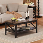 ChooChoo Coffee Table, Wooden Coffee Tables with Thicker Legs, Black Coffee Table with Storage for Living Room