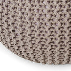 Nahunta Knitted Round Pouf - Cotton - Brown