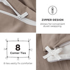 Bedsure Duvet Cover Full Size with Fitted Sheet - 4 Pieces Prewashed Cotton-Like Extra Soft Bedding Set, Includes 1 Duvet Cover 80x90 Inches with Zipper Closure, 2 Pillow Shams, 1 Fitted Sheet, Khaki